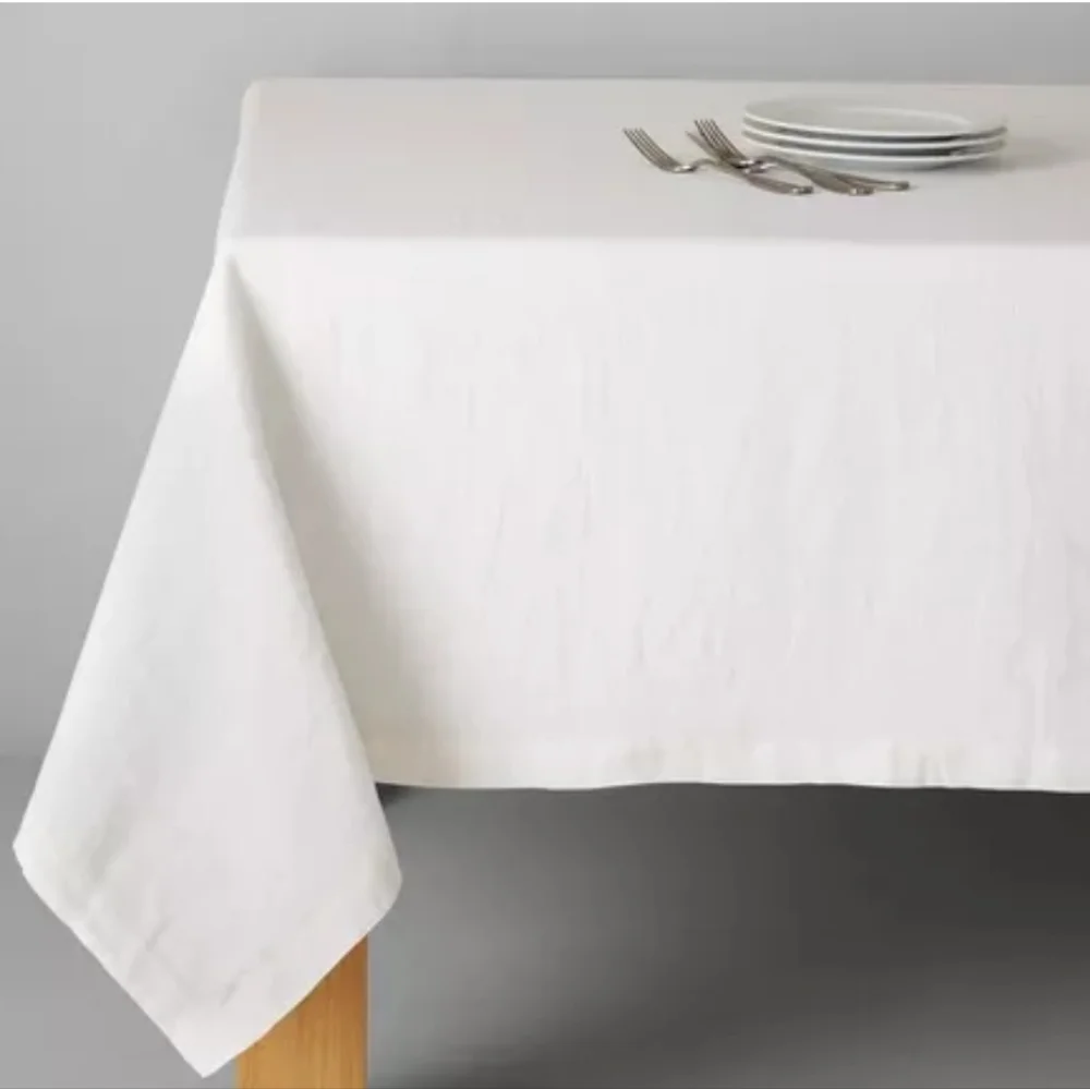 ❤️BUY 2 GET 1 FREE Sur La Table Classic White Linen Tablecloth, Size 108